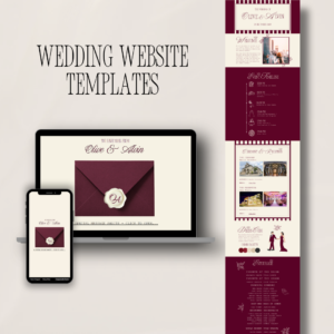 Red Stripe Wedding Website Template (Editable Canva)