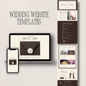 Brown Stripe Wedding Website Template (Canva Editable)